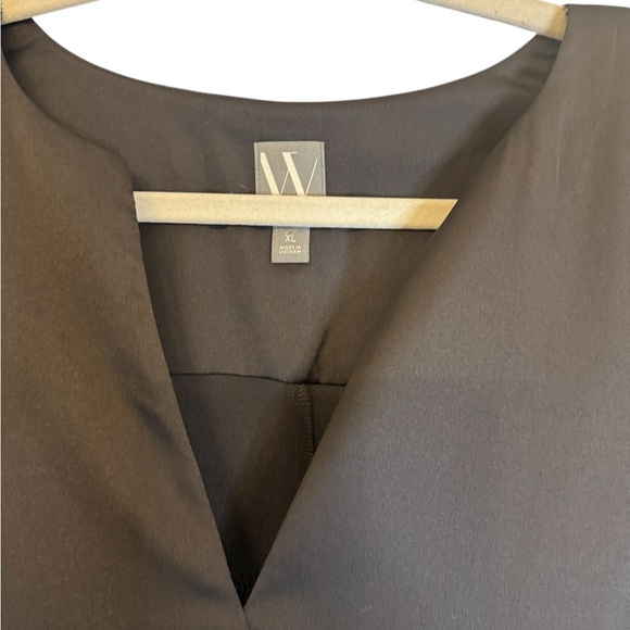 Worthington Black V-Neck Flowy Blouse XL | Oversized Drapey Split Hem Top** - Picture 2 of 7